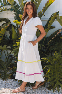 Rickrack trim boho long dress