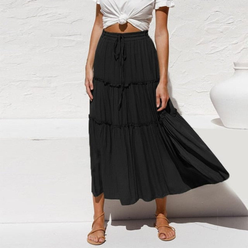 ruffle maxi skirt