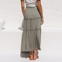 ruffle maxi skirt white