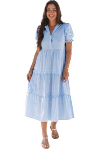 Scallop maxi boho beach dress