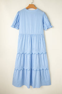 Scallop pattern bohemian floor-length dress