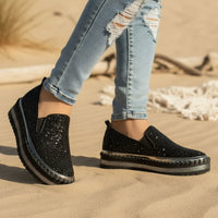 Sequin flat sneakers stylish look