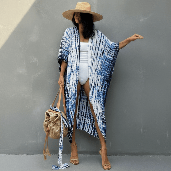 Sheer boho kaftan poolside look