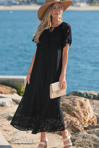 Sheer lace maxi beach coverup