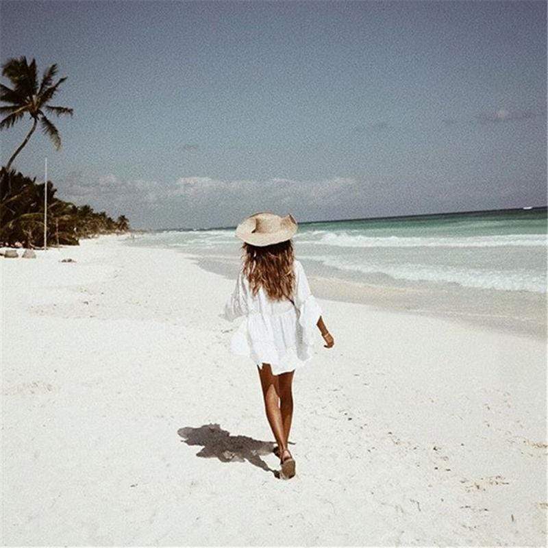Sheer lace swimwear wrap dress