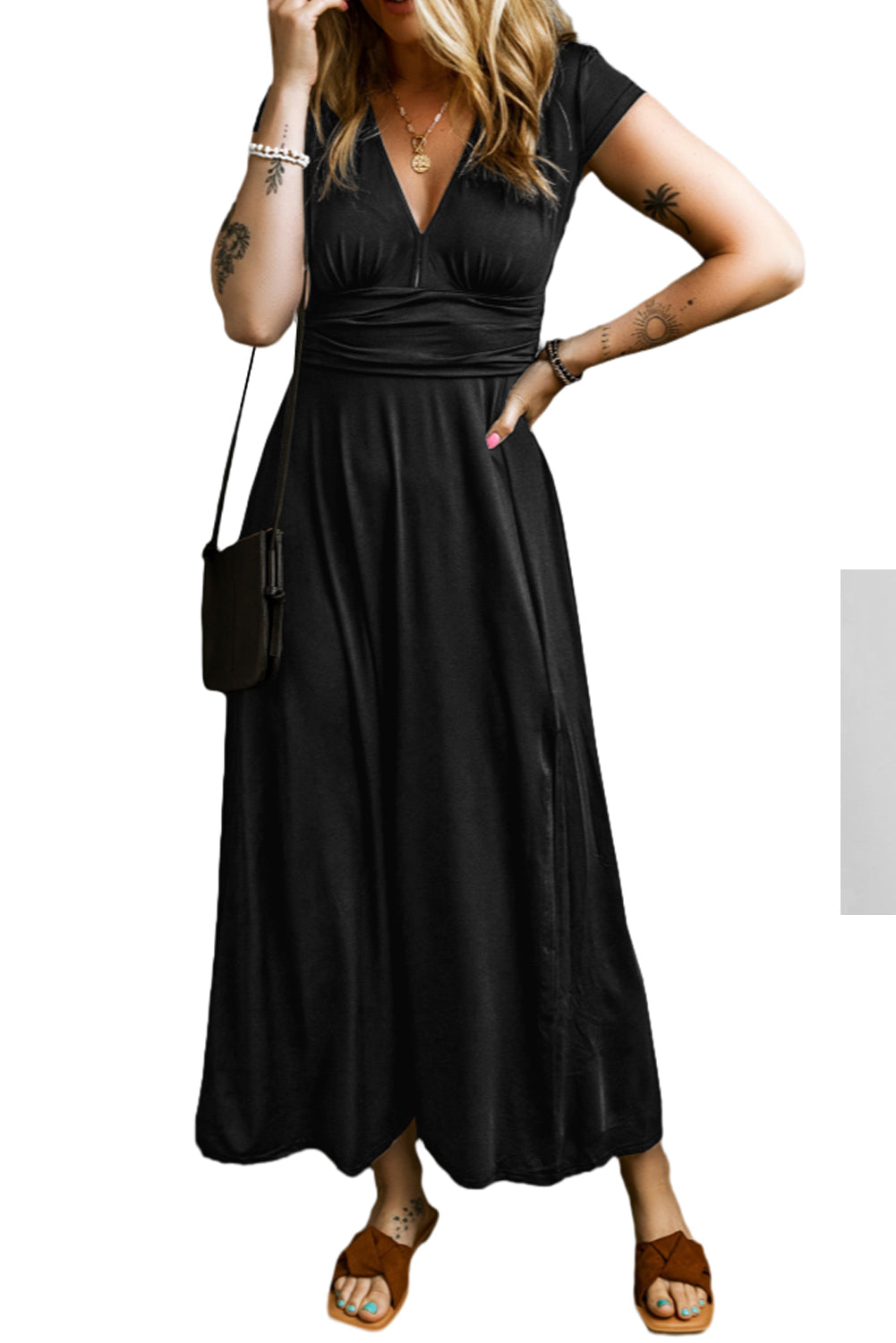 Shirred Boho Maxi Dress Detail