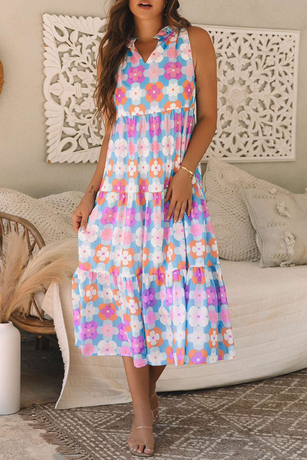 Sleeveless Tiered Maxi Dress