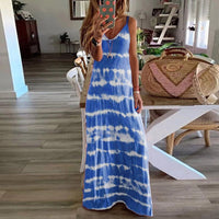 sleeveless boho maxi dress blue