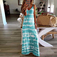 sleeveless boho maxi dress blue