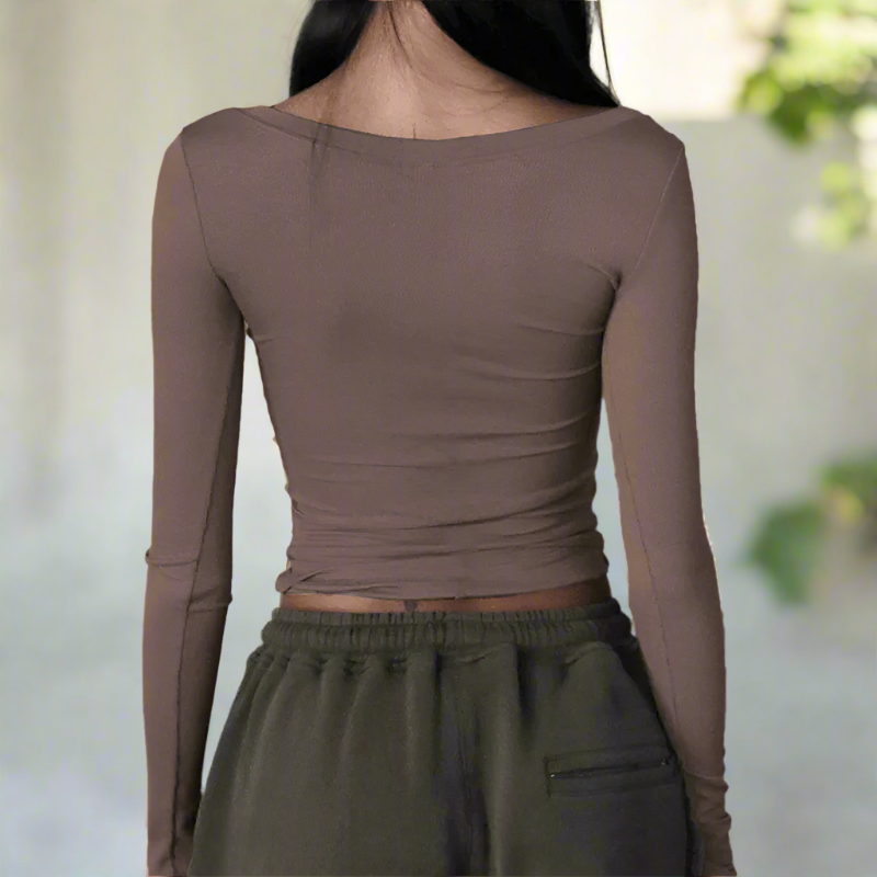 Slim bohemian long sleeve cropped