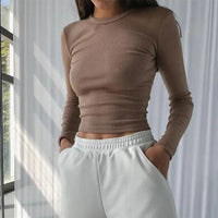 Slim stretch cropped long sleeve