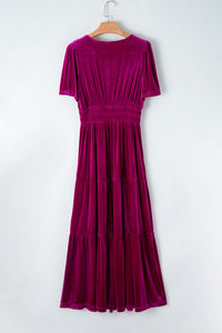 Smocked velvet bohemian dress styling