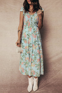Smocked waist boho maxi gown