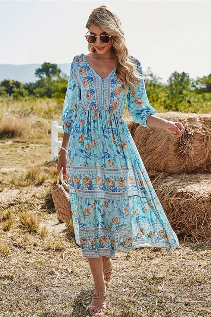 spring boho dress blue