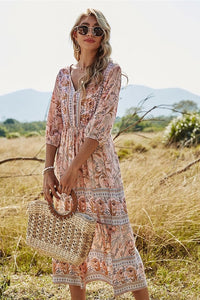 spring boho dress pink
