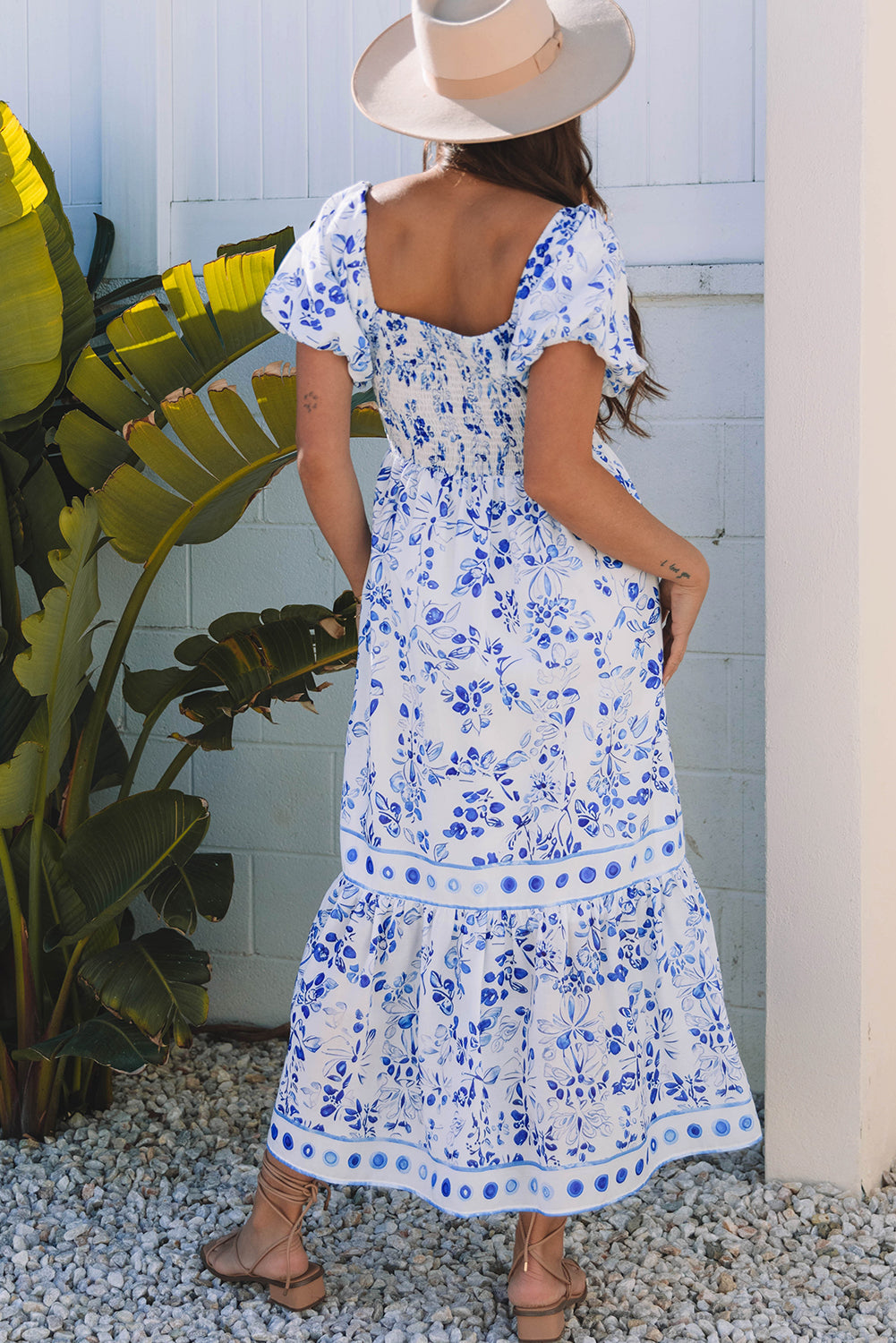Square neck boho summer dress