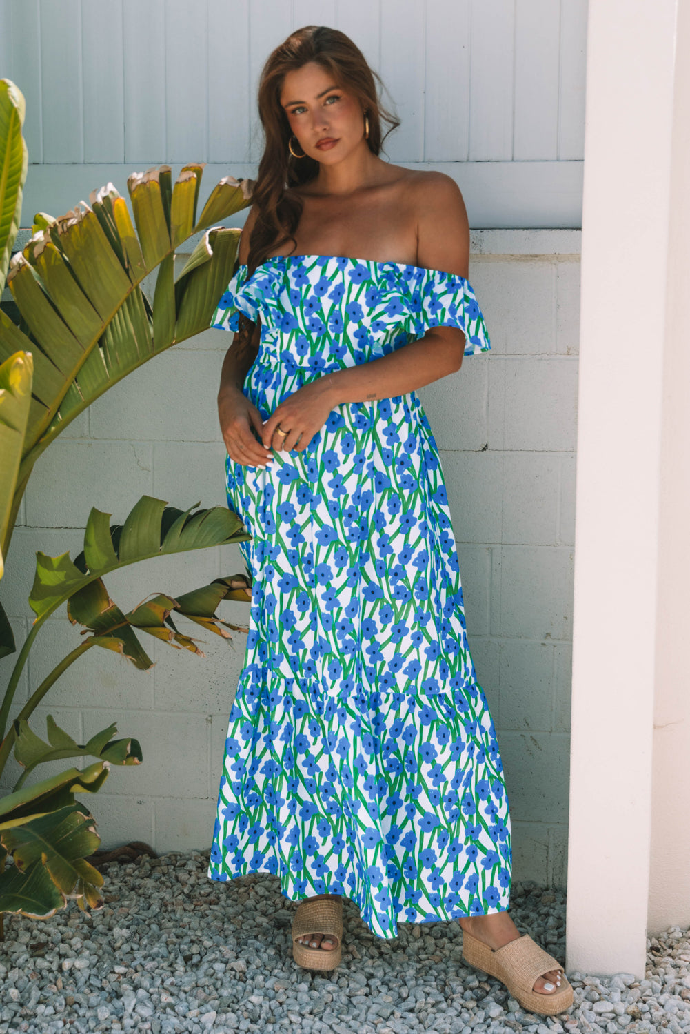 Square neck dress floral pattern