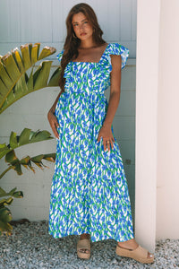 Square Neck Floral Maxi Dress