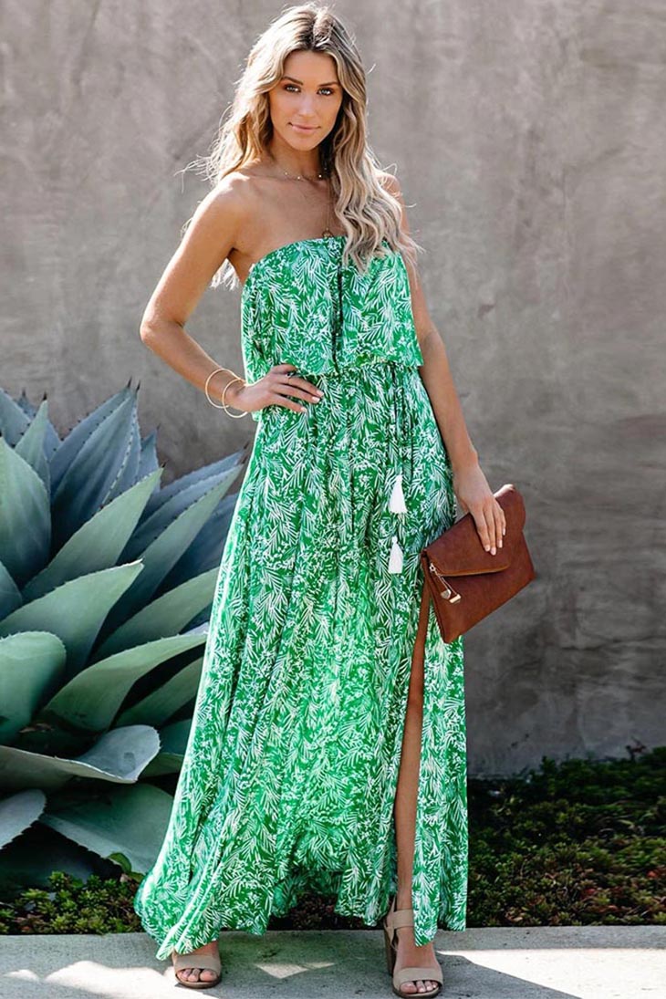 strapless boho maxi dress