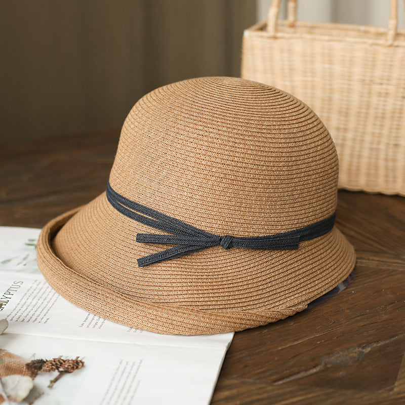 Straw Bucket Hat for Ceremony Khaki
