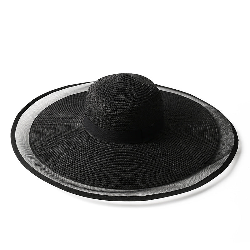 Straw Bucket Hat UV Protection Black