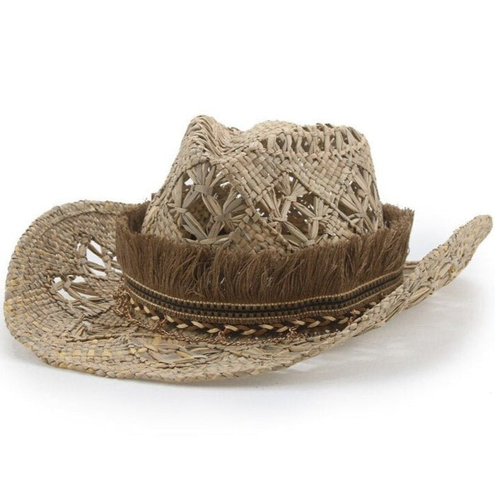 Straw Cowgirl Hat Fringed