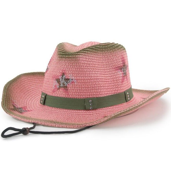 Straw Cowgirl Hat Pink