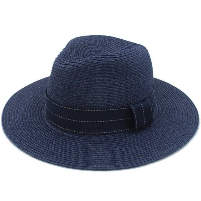 Straw Fedora Hat Blue