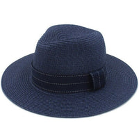 Straw Fedora Hat Blue