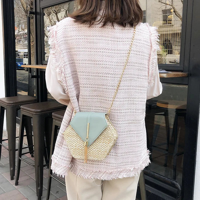  straw crossbody bag blue