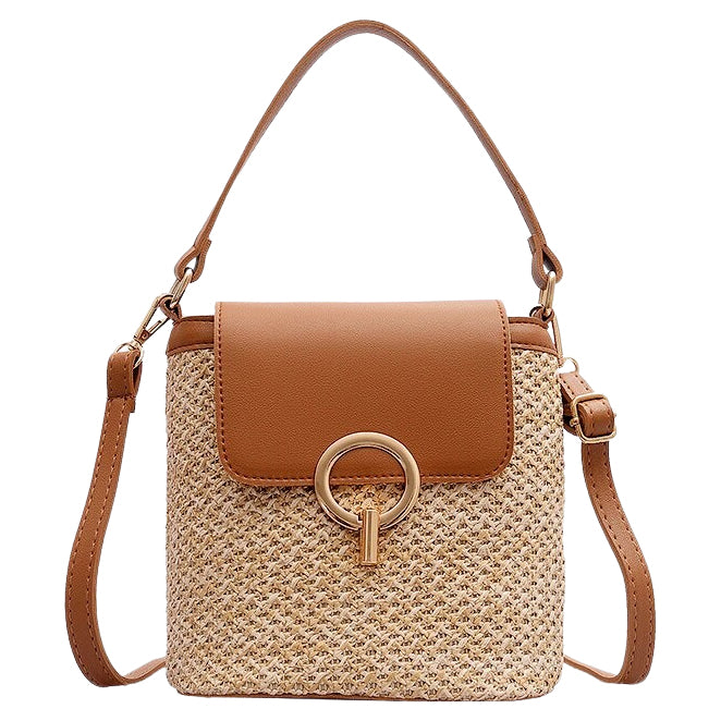 straw woven purse Brown