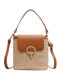 straw woven purse Brown
