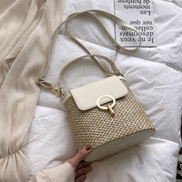 straw woven purse white