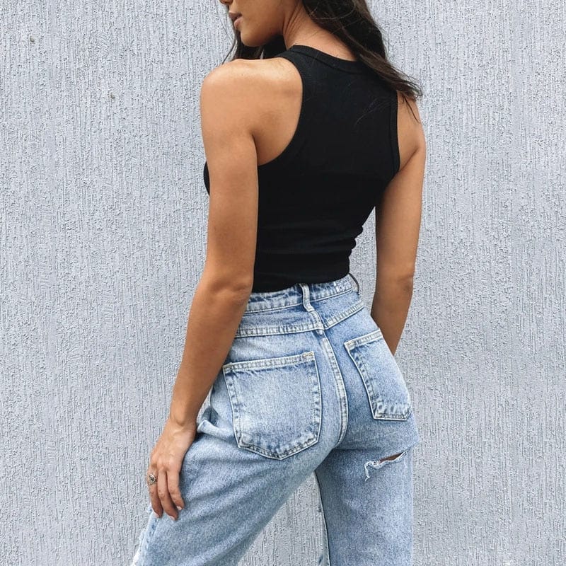 Stretchy ribbed knit crop top