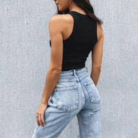 Stretchy ribbed knit crop top