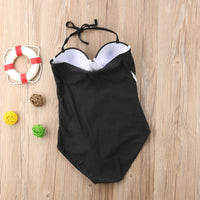 Striped black white swimwear fitted
