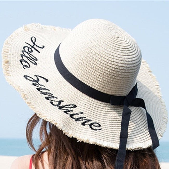 Tan bohemian floppy straw hat