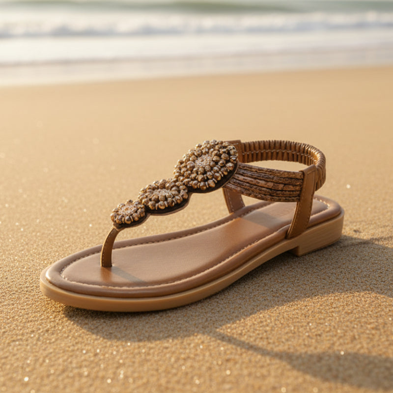Tan boho gladiator flat sandals
