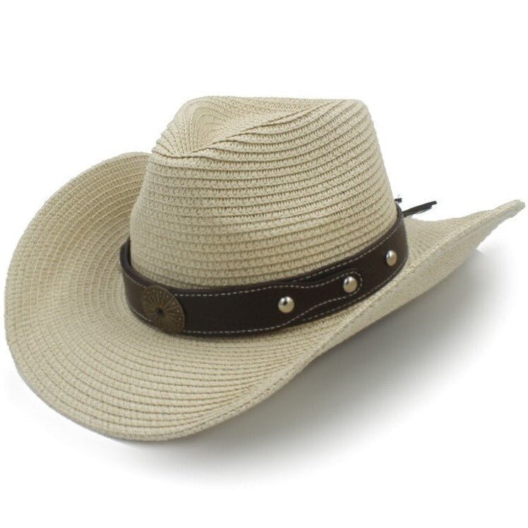 Tan straw bohemian brimmed hat