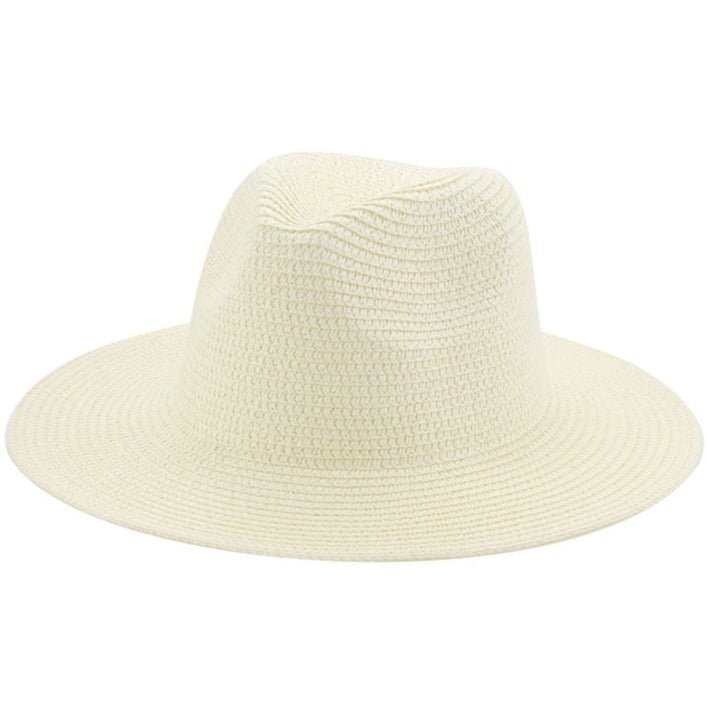Tan woven bohemian straw fedora hat
