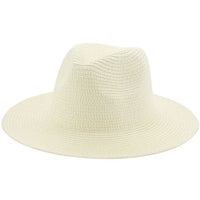 Tan woven bohemian straw fedora hat