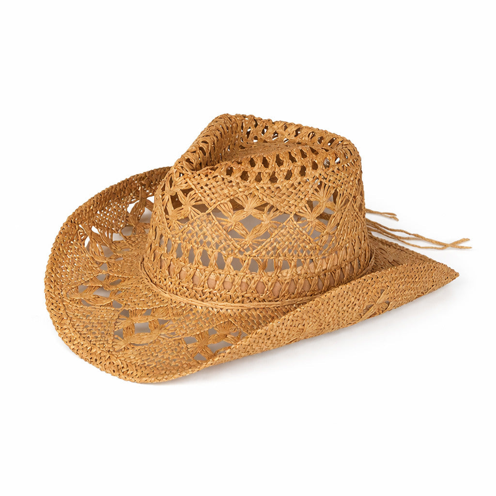 Tan woven boho cowgirl hat