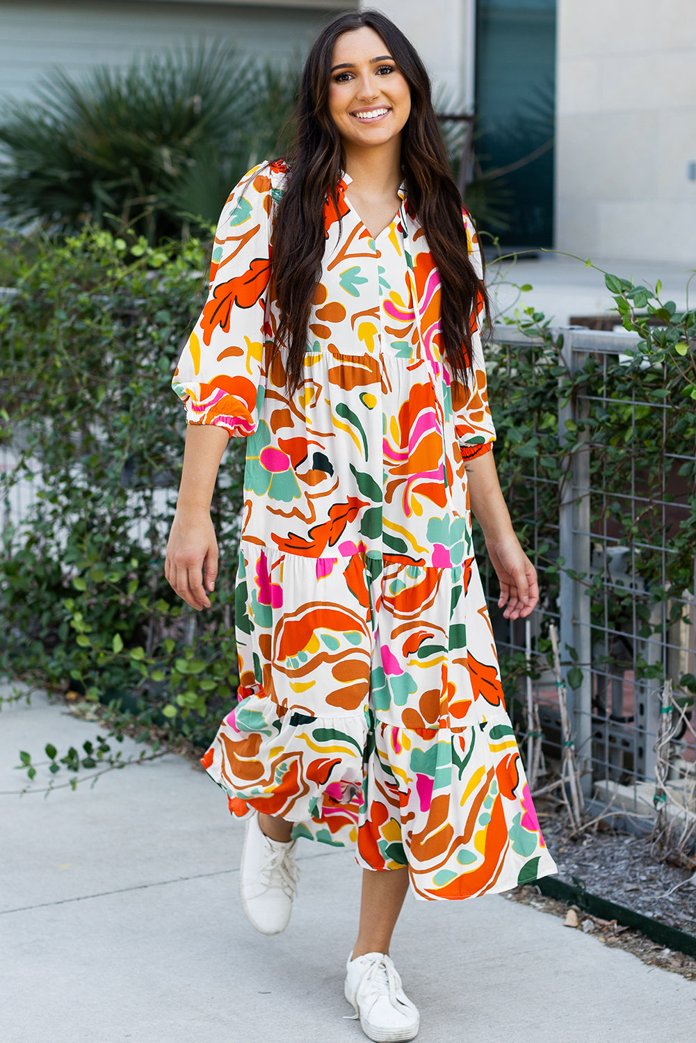 Tiered ruffle maxi dress back