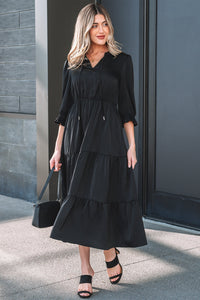 Tiered skirt maxi dress closeup