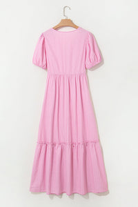 V neck boho dress closeup