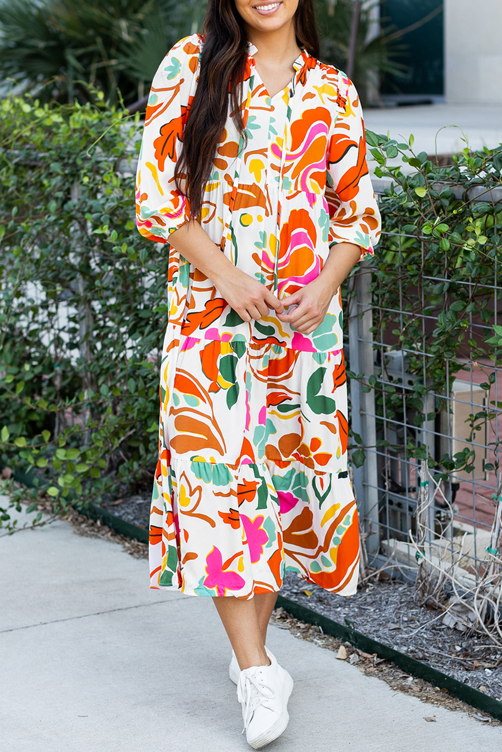 V neck layered summer dress