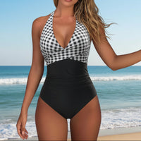 Vintage boho swimsuit lace trim