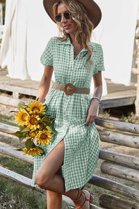 vintage gingham dress green