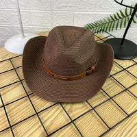 Western boho straw brim hat