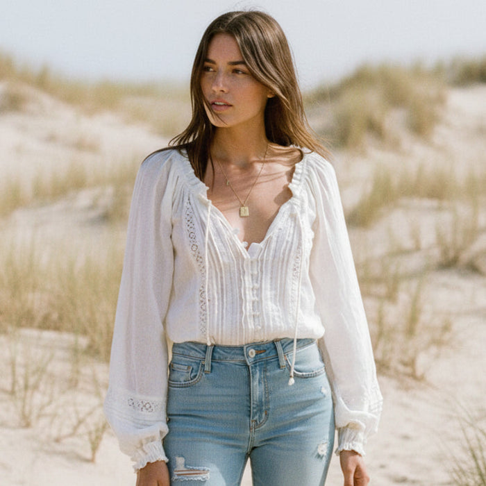 White Boho Blouse